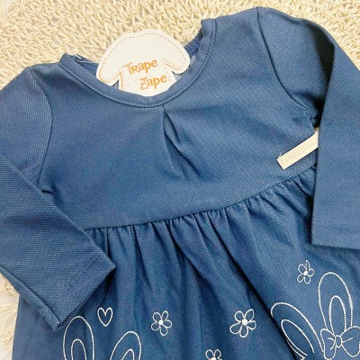 Vestido Manga Longa Cotton Jeans Coelhinha - Azul